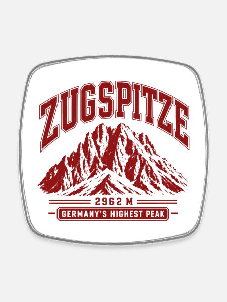 Zugspitze Deutschland Höchster Gipfel Vintage Mountain - Viereckiger Kühlschrankmagnet - Weiß