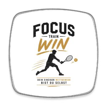Fokus Train Win Tennis Design - Viereckiger Kühlschrankmagnet - Weiß - Vorne