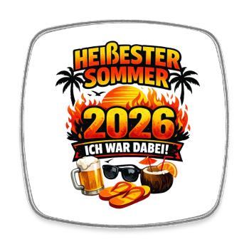 Heißester Sommer 2026  - Viereckiger Kühlschrankmagnet - Weiß - Vorne