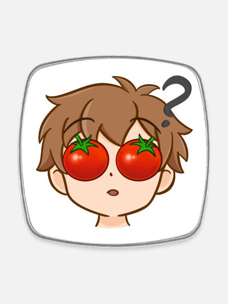 Design de dessin animé Tomato Eyes - Magnet carré - blanc