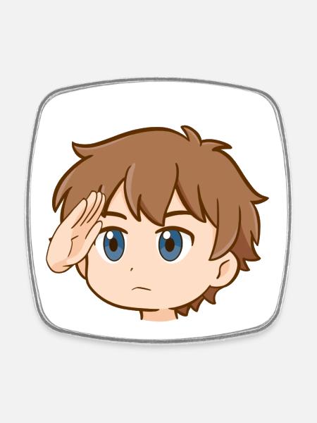 Salutations de garçon dans le style anime - Magnet carré - blanc