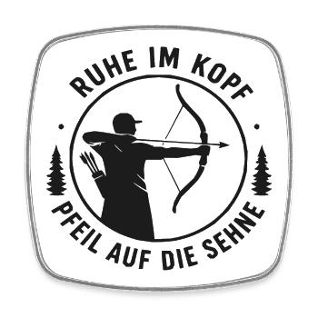 Ruhe im Kopf Pfeil auf die Seele - Viereckiger Kühlschrankmagnet - Weiß - Vorne