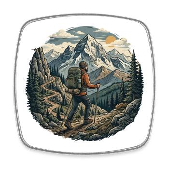 Hiking - Outdoor Adventure - Square fridge magnet - white - Front