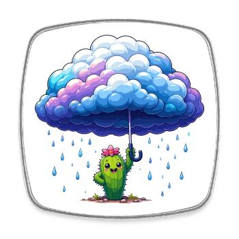 Cactus sous des nuages de pluie - Magnet carré - blanc - Devant