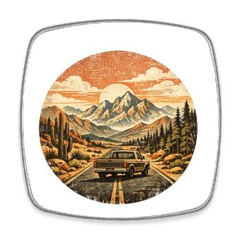 Truck Driver Truck Long-Distance Road Mountains - Square fridge magnet - white - Front
