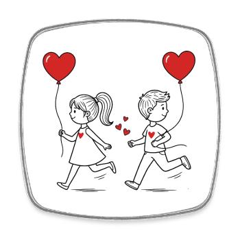 Couple amoureux - Magnet carré - blanc - Devant