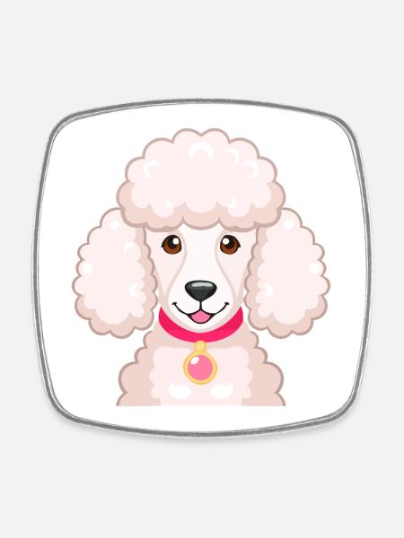 Poodle (Comic Portrait) - Square fridge magnet - white