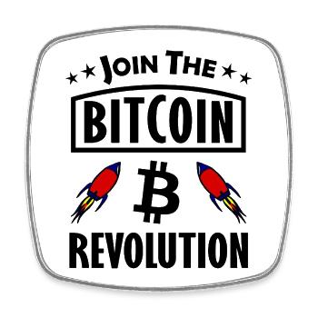 Bitcoin Raketenstart - Viereckiger Kühlschrankmagnet - Weiß - Vorne