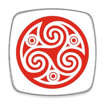Cercle et spirale celte (rouge) - Magnet carré - blanc - Devant