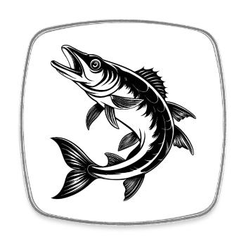 Brochet - Magnet carré - blanc - Devant