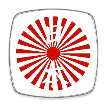 Japon et soleil levant (blanc) - Magnet carré - blanc - Devant