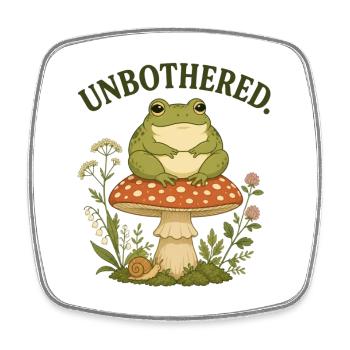 Unbothered Frosch auf Pilz - Viereckiger Kühlschrankmagnet - Weiß - Vorne