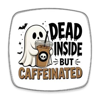 Geist mit Kaffee: Caffeinated - Viereckiger Kühlschrankmagnet - Weiß - Vorne
