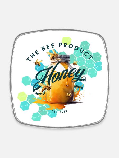 Honey Magic Honeycomb Design - Square fridge magnet - white