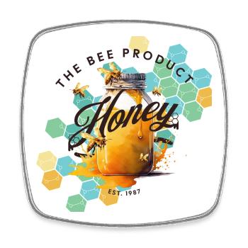 Honey Jar Hexagon Pattern - Square fridge magnet - white - Front
