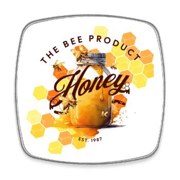Honey Dream Bee Motif - Square fridge magnet - white - Front