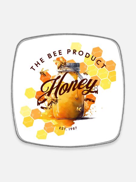 Honey Dream Bee Motif - Square fridge magnet - white
