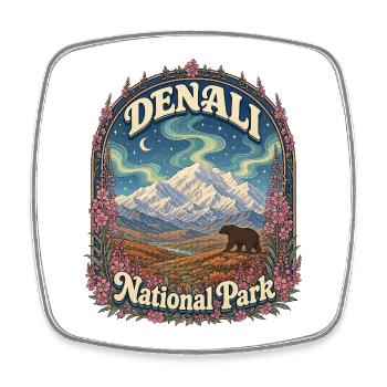 Denali National Park USA Alaska Wandern Vintage - Viereckiger Kühlschrankmagnet - Weiß - Vorne