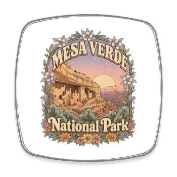 Parc national de Mesa Verde, États-Unis, Colorado Randonnée - Magnet carré - blanc - Devant