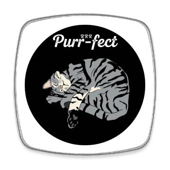 Chat Dormant Purr-Fect - Magnet carré - blanc - Devant