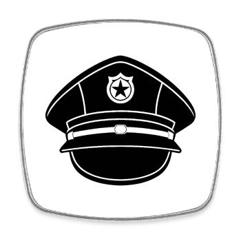 Chapeau de policier - Magnet carré - blanc - Devant