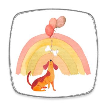 Chien joyeux avec des ballons - Magnet carré - blanc - Devant