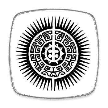 Soleil mandala noir - Magnet carré - blanc - Devant
