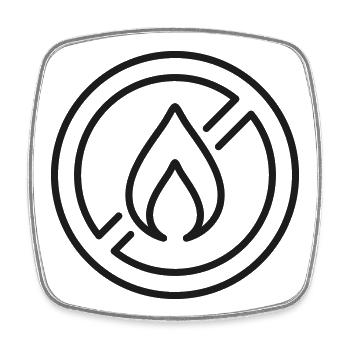 Symbole de sécurité d’interdiction de flamme sans icône de ligne de feu - Magnet carré - blanc - Devant