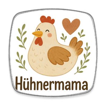 Hühnermama Fröhliche Henne - Viereckiger Kühlschrankmagnet - Weiß - Vorne