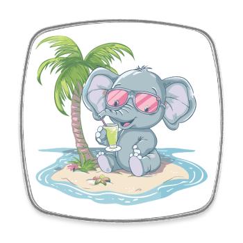 Elephant Summer Palm Tree - Square fridge magnet - white - Front