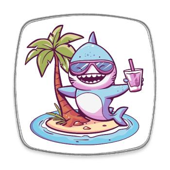 Palmier d’été requin - Magnet carré - blanc - Devant