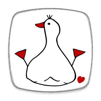 Canard avec le cœur - Magnet carré - blanc - Devant