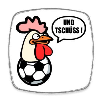 Abschied Tschüss Fussball - Hühner - Viereckiger Kühlschrankmagnet - Weiß - Vorne