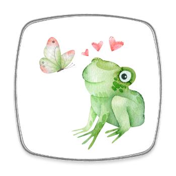 Grenouille amoureuse d’un papillon - Magnet carré - blanc - Devant
