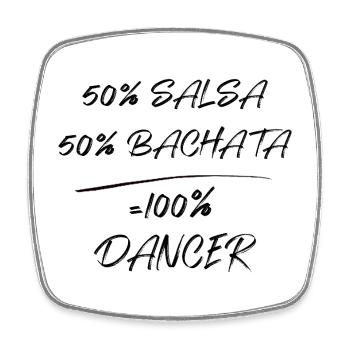 Salsa Bacata 100 % danseur - Magnet carré - blanc - Devant