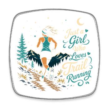 Juste une fille qui adore la course sur sentier - Magnet carré - blanc - Devant
