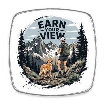 Hiking - Outdoor Adventure - Earn Your View - Square fridge magnet - white - Front