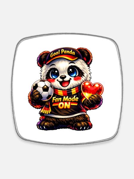 🐼 Coupe du monde Panda Allemagne – Mode Fan ACTIVÉ ⚽🔥 - Magnet carré - blanc
