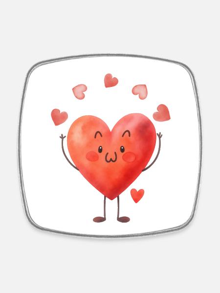 Heart juggles with love - Square fridge magnet - white