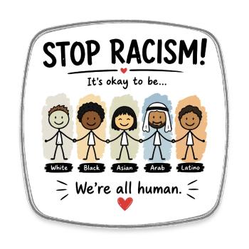 Arrêtez le racisme, nous sommes tous des êtres humains - Magnet carré - blanc - Devant