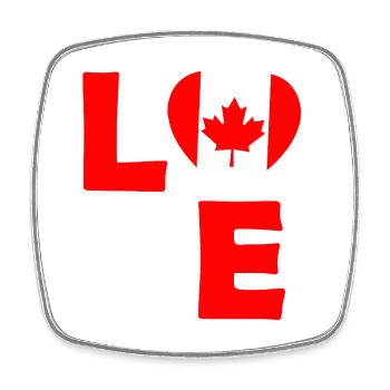 Canada Love : Cœur avec feuille d’érable - Magnet carré - blanc - Devant
