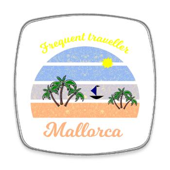Mallorca Retro Palmenreise - Viereckiger Kühlschrankmagnet - Weiß - Vorne