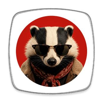 Stylischer Waschbär mit Sonnenbrille - Viereckiger Kühlschrankmagnet - Weiß - Vorne