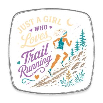 Nur ein Mädchen, das Trailrunning liebt - Viereckiger Kühlschrankmagnet - Weiß - Vorne