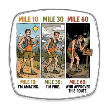 Ultramarathon 100 Miles Trail Runner - Magnet carré - blanc - Devant