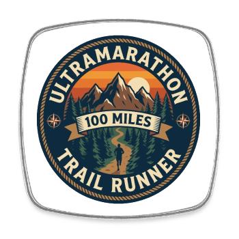Ultramarathon 100 Miles Trail Runner - Magnet carré - blanc - Devant