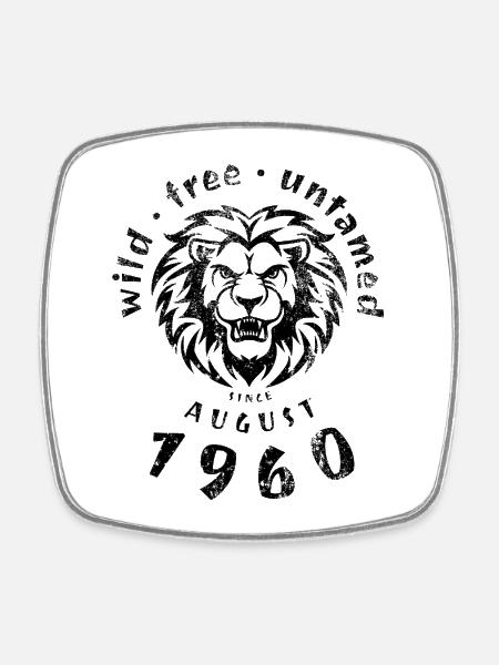 66. Geburtstag Wild, free & untamed since 08/1960 - Viereckiger Kühlschrankmagnet - Weiß
