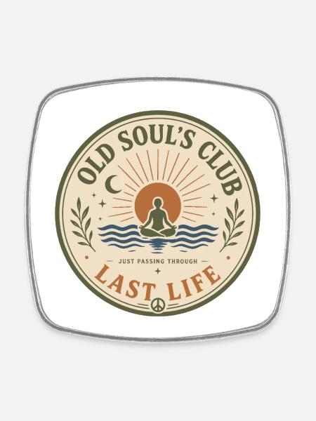 Old Soul's Club - Last Life - Retro - Viereckiger Kühlschrankmagnet - Weiß