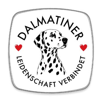 Dalmatiner Leidenschaft verbindet - Viereckiger Kühlschrankmagnet - Weiß - Vorne