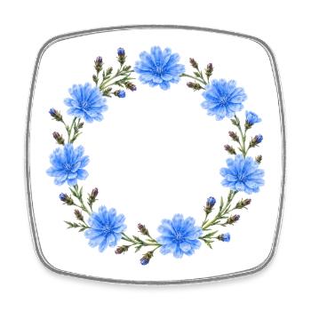 (Außer)gewöhnlicher Wegwartenkranz Blumenmotiv - Viereckiger Kühlschrankmagnet - Weiß - Vorne